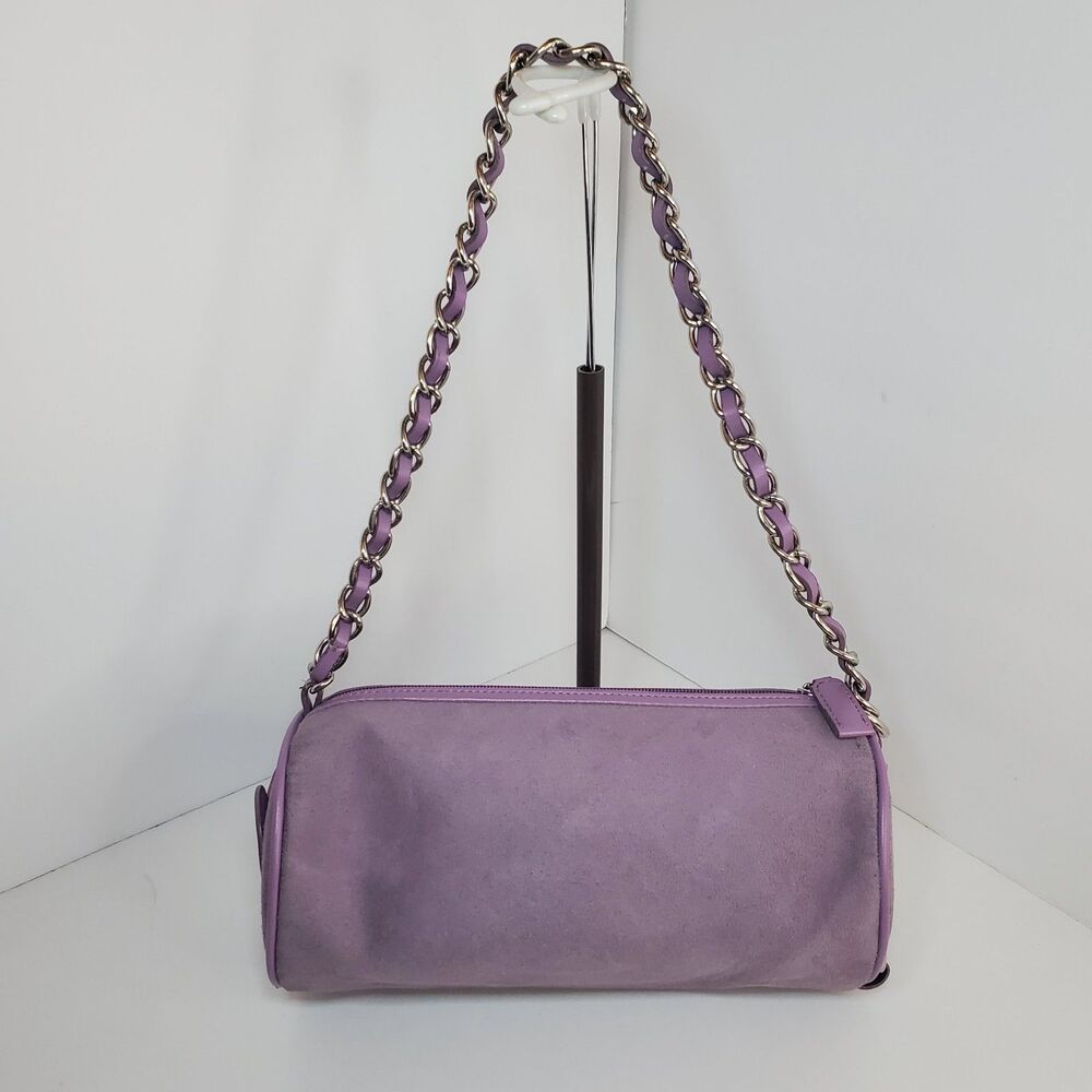 Y2K Purple Lavender Faux Suede Shoulder Bag Purse 10x6x4 90s Street Summer - Picture 5 of 8